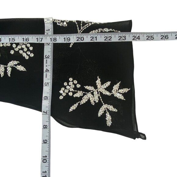 Vtg Whimsigoth Fairy Grunge Chiffon Blouse | Large | Cowl Neck Bell Sleeves Bead - Picture 9 of 11